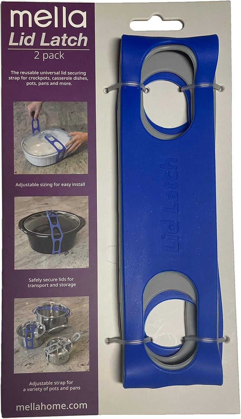 mella Lid Latch the reusable universal lid securing strap for crockpots, casserole dishes, pots, pans and more. Make it easy to transport your favorite dishes with one simple strap. - Image 5